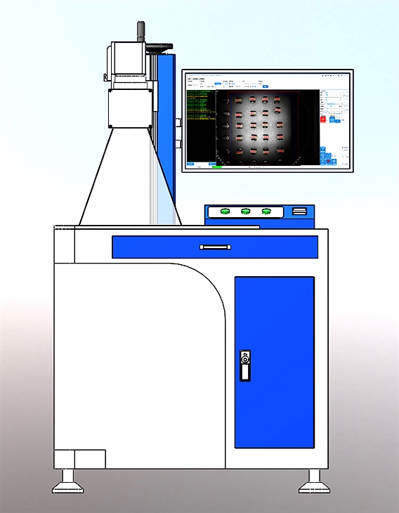 大幅面視覺(jué)打標偽同軸柜臺立柱式